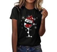 Christmas Mujeres Casual Navideñas Estampado Camisas Camiseta de Manga Corta Cuello Redondo de Navidad Top Camiseta de Manga Corta para Mujer, Cuello Redondo, Navideñas de Shirts