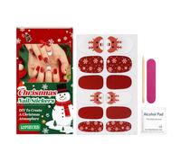 Christmas Nail Wraps | 12 Pieces Glitter Manicure Decor,Snowflake Elk Design Gel Nail Wraps with File and Stick,for Home Party Salon Festive Season