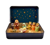 Christmas Nativity Set - Tin Box Holy Family Decoration, Compact Holiday Table Centerpiece Display, Durablee Religious Ornament Accessory | For Home Office Bedroom Entrance Study Bookshelf Church Desk