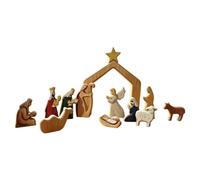 Christmas Nativity Set, Wooden Holy Family Manger Figurines Religious Table