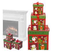 Christmas Nesting Boxes, Cardboard Boxes, Decorative Stacking Boxes, Holiday Box Set, Christmas Packaging Decor, Holiday Wrapping Boxes, Stacked Christmas Boxes, Festive Box Decorations