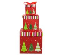 Christmas Nesting Boxes - Christmas Tree Boxes | 3 Assorted Sizes Christmas Nesting Boxes Set with Lids | Cardboard Christmas Storage Boxes | Christmas Decorative Boxes for Birthday Decor