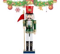 Christmas Nutcracker Figures - Wooden King Soldier Statue, Handcrafted Holiday Decorative Figurine, Classic Festive Ornament Design, Traditional Wooden Guard Sculpture | Home Table Fireplace Shelf