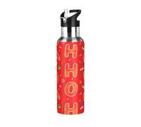 Christmas OH Gingerbread Cookies - Botella de agua de acero inoxidable con aislamiento rojo con pajilla, 32 onzas, botella de agua deportiva sin BPA, botellas de agua a prueba de fugas