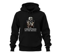 Christmas On The Rocks Whiskey Skull Viking Casco Runas Regalo Unisex Sudadera con Capucha Sudadera con Capucha Negro, XL