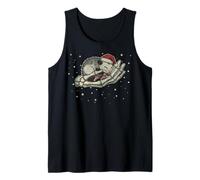 Christmas Opossum Santa Hat Skeleton Hand Gothic Animal Xmas Camiseta sin Mangas