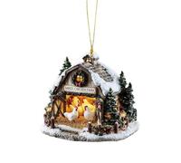 Christmas Ornaments | 2D Acrylic House Tree Hanging Decoration | Festive House Ornament Christmas Decor | for Window, Party, Holiday, Home, Wall, Car, Backpack, Celebration