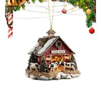 Christmas Ornaments | 2D Acrylic House Tree Hanging Decoration | Festive House Ornament Christmas Decor | for Window, Party, Holiday, Home, Wall, Car, Backpack, Celebration