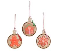 Christmas Ornaments - 3-Piece Gingerbread Pendant Set for Holiday Decoration | Cute Ornaments with Festive Design, Decorative Tree Pendants for Window Shelf Table Wall and Home Display, 12x9.2cm Wood