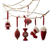 Christmas Ornaments Balls - 8 Pieces Flocking Holiday Balls Decor For Indoor Party | Soft Velvet Texture With String Hooks, Elegant Tree Ornament Set, Seasonal Decoration For Mantle Fireplace Wreath H