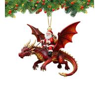 Christmas Ornaments - Dragon Christmas Ornaments, 2D Santa Ornament, ChristmaAs Tree Decorations, for Holiday Celebration Winter Seasonal Display Backpack, Santa Riding a Flying Dragon Decor