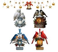Christmas Ornaments Set - 2D Acrylic Lantern Decorations | 4 Pieces Bird Christmas Ornaments | Acrylic Lantern Crafts Pendant For Home Holiday Winter Festival Mantle Fireplace Door Party Photo Props |