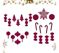 Christmas Ornaments Velvet - 24 Pieces Flocked Festival Decorations, Hangable Velvet Christmas Balls for Indoor Outdoor Use, Perfect for Party Gathering Mantle Fireplace Porch Wreath 5 Inches