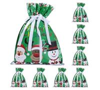 Christmas Package Bag, 8-Piece Reusable Drawstring Gift Wrap Bags, 9.45x12.6 Inches, Holiday Stocking Stuffer Sacks for Jewelry Wedding Favors Treats Candy Snacks Party Goodies Kids Friends Tree Décor