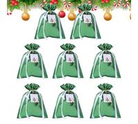 Christmas Package Bag, 8-Piece Reusable Drawstring Gift Wrap Bags, 9.45x12.6 Inches, Holiday Stocking Stuffer Sacks for Jewelry Wedding Favors Treats Candy Snacks Party Goodies Kids Friends Tree Décor