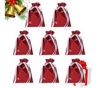 Christmas Package Bag, 8-Piece Reusable Drawstring Gift Wrap Bags, 9.45x12.6 Inches, Holiday Stocking Stuffer Sacks for Jewelry Wedding Favors Treats Candy Snacks Party Goodies Kids Friends Tree Décor