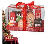 Christmas Packaging Box, Transparent Lighted Box Wrap, Pre-Lit Large Christmas Box,Wrap with Ribbon, Decorative Christmas Box for Festive Decor and Gift Presentation