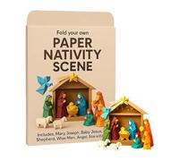 Christmas Paper Crafts, Handmade Nativity Decorations, Mini Nativity Set with Jesus Angel Animals, Paper Holiday Ornament Details for Kids Adults Family Party, Easy Setup Decorative Figurines for Home