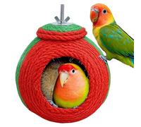 Christmas Parrots House - Hanging Bird Nest, Red Green Bird House, Adjustable Sisal Rope Hut for Parrots, Small Birds and Hamsters, Chewable Nest for Sleeping, Play, Resting, Nesting Indoor, Outdoor