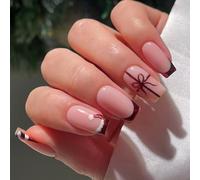 Christmas Party Fake Nails 24Pieces Red Glitters French Styles Press On Nails For Festive Occasions And Celebration Christmas French Glitters Press On Nail