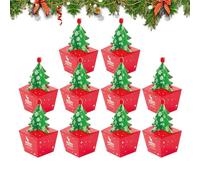 Christmas Party Favor Boxes 10-Piece - Christmas Tree Candy Boxes 3D | Convenient Decoration Bag Portable For Holiday Snack Container Reusable Storage Halloween Valentines Family