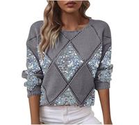 Christmas Party Outfit for Womens Long Sleeve Crew Neck Hollow out Pullover Casual Sparkly Glitter Tops Ladies Disco Shirts