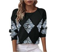Christmas Party Outfit for Womens Long Sleeve Crew Neck Hollow out Pullover Casual Sparkly Glitter Tops Ladies Disco Shirts