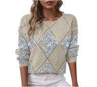 Christmas Party Outfit for Womens Long Sleeve Crew Neck Hollow out Pullover Casual Sparkly Glitter Tops Ladies Disco Shirts