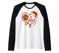 Christmas Paw Love Heart Santa Dog Mom Funny Pet Lover Dogs Camiseta Manga Raglan