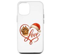 Christmas Paw Love Heart Santa Dog Mom Funny Pet Lover Dogs Carcasa para iPhone 12/12 Pro