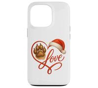 Christmas Paw Love Heart Santa Dog Mom Funny Pet Lover Dogs Carcasa para iPhone 13 Pro