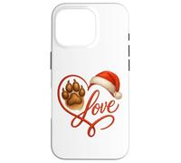 Christmas Paw Love Heart Santa Dog Mom Funny Pet Lover Dogs Carcasa para iPhone 16 Pro