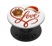 Christmas Paw Love Heart Santa Dog Mom Funny Pet Lover Dogs PopSockets PopGrip Adhesivo