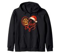 Christmas Paw Love Heart Santa Dog Mom Funny Pet Lover Dogs Sudadera con Capucha