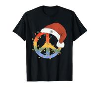 Christmas Peace Sign Santa Hat Peace Christmas Camiseta gráfica económica