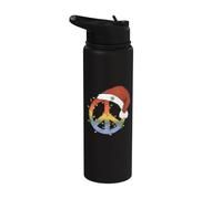 Christmas Peace Sign Santa Hat Peace Christmas Stainless Steel Insulated Water Bottle
