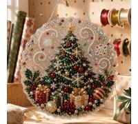 Christmas Pearl Art DIY Diamond Painting Hanging Suncatcher Ornament (#C,8IN)