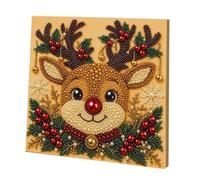 Christmas Pearl Art Paintings Cute Reindeer Santa Snowman with Frame
