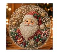 Christmas Pearl Diamond Art, DIY Hanging Suncatcher Ornament with 3D Beads (Santa Claus1,M)