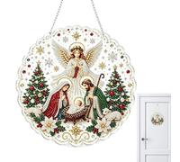 Christmas Pearl Diamond Art Suncatcheř, DIY Nativity Hanging Ornament | Nativity Scene & Angel Theme, Crystal Light Refraction, Complete Craft Kit