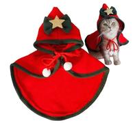 Christmas Pet Apparel, Small Dogs Costume, Cats Festive Attire, Holiday Stars Cloak, Winter Pet Cloak, Dogs Hooded Cape with Stars Bow Hat for Small Dogs Cats Pet