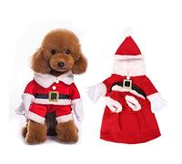 Christmas Pet Costume for Dogs & Cats | Cotton Santa Outfit with Hat | Soft Holiday Clothes for Small/Medium/Large Pets | 5 Sizes, Warm Winter Apparel (XS)