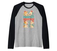Christmas Pets Purrfect Christmas, Linda Amante de los Animales para Mujer Camiseta Manga Raglan