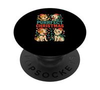 Christmas Pets Purrfect Christmas, Linda Amante de los Animales para Mujer PopSockets PopGrip Adhesivo