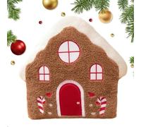 Christmas Pillow - 12.6x12.6in Soft Cute Plush Gingerbread House Cushion