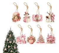 Christmas Pink Pendants - Christmas Tree Pendant Decorations | 8pieces Santa Claus Tree Ornaments | Trees Vintage Ornament Party Decorations | Cute Vintage Holiday Decoration Snowman Supplies