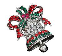Christmas Pins Vintage Rhinestone Brooch Corsage for Xmas Jewelry Gift (Single Bell Gold)