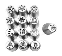 Christmas Piping Tips Set Xmas Tree Snowflake Pattern Piping Nozzles Cake Decorating Tools 13pcs Icing Dispensers