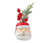 Christmas Plant Pot, Festive Table Decorations for Mantel, Resin Planter with Artificial Pine & Berries, Home Accessories for Holiday Desk, Party Decor, Winter Living Room Accent, 2.36x2.36x6.3 Inches
