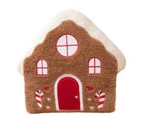 Christmas Plush Pillow 32x32cm Plush Gingerbread House Holiday Cushion